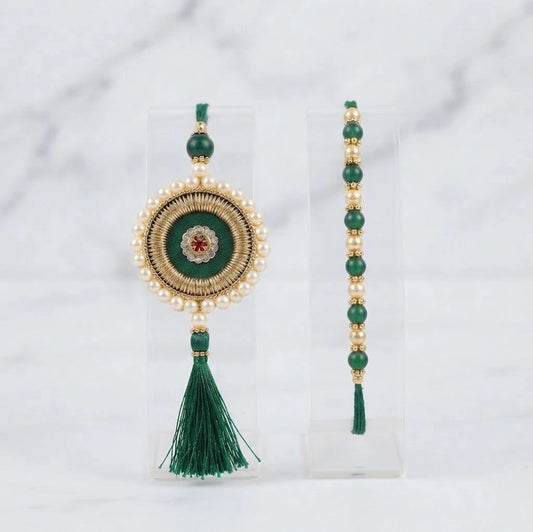 Bhaiya Bhabhi Beads Rakhi with Jade Plant in Fish Bowl | Rakhi Plant Gift