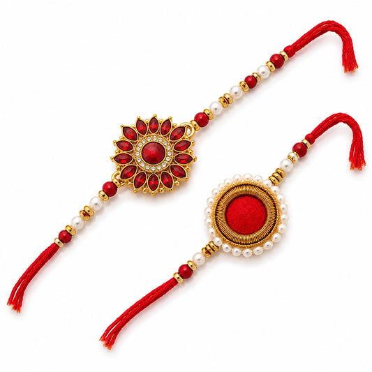 Ethnic Pearl Bhaiya Bhabhi Rakhi with Premium Cashews | Rakhi Gift Set