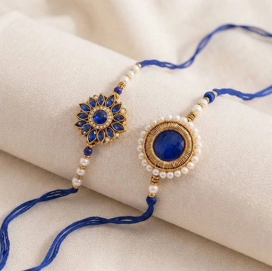Ethnic Pearl Bhaiya Bhabhi Rakhi with Premium Cashews | Rakhi Gift Set