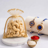Ethnic Pearl Bhaiya Bhabhi Rakhi with Premium Cashews | Rakhi Gift Set