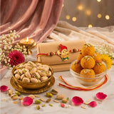 Ganesha Rakhi with Motichoor Laddoo & Pistachios | Divine Rakhi Sweet Hamper