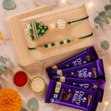 Lumba & Pearl Rakhi with Dairy Milk Chocolates | Bhaiya Bhabhi Rakhi Gift