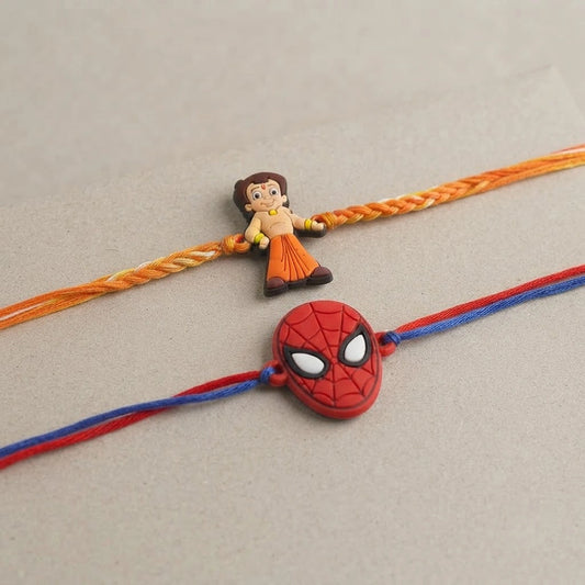 Chota Bheem & Spiderman Kids Rakhi with Besan Laddoo & Almonds | Fun Rakhi Gift