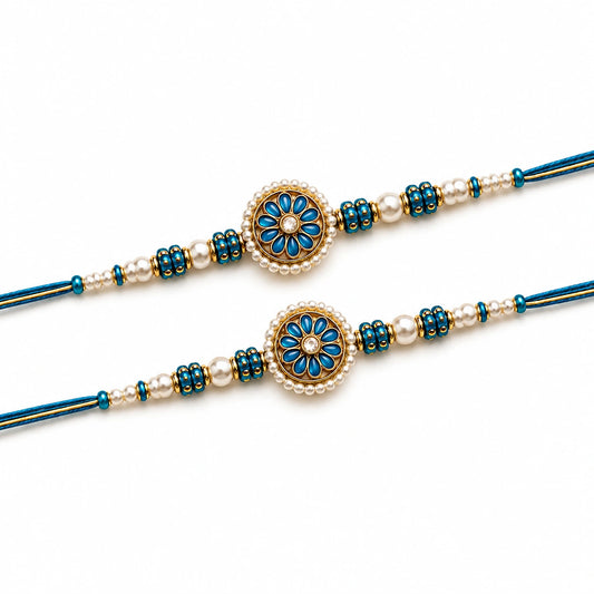 Set of 2 Meenakari Rakhi with Festive Indian Sweets | Handcrafted Artisan Rakhi Gift