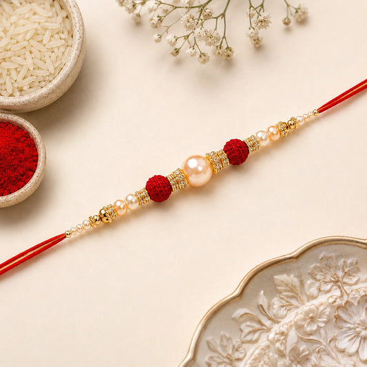 Rudraksha Rakhi with Milk Cake & Cashews | Rich Raksha Bandhan Gift Hamper
