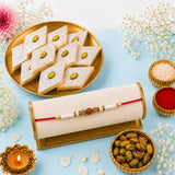Pearl Rakhi with Kaju Katli & Pistachios | Premium Raksha Bandhan Sweet Hamper