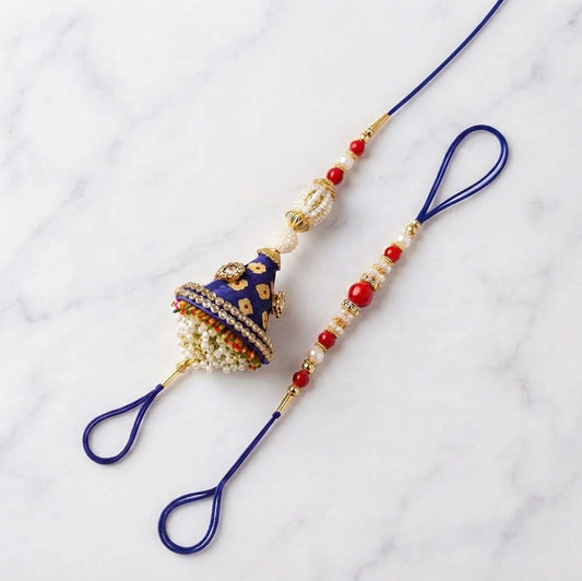Designer Beads Bhaiya Bhabhi Rakhi Set With Dry Fruits | Vibrant Yellow Pink Rakhi Gift