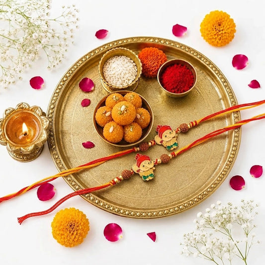 Set of 4 Ganesha & Mauli Rakhi with Motichoor Laddoo | Divine Rakhi Family Set