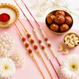 Pearl & Rudraksha Family Rakhi Pack with Gulabjamun & Cashews | Rakhi Hamper