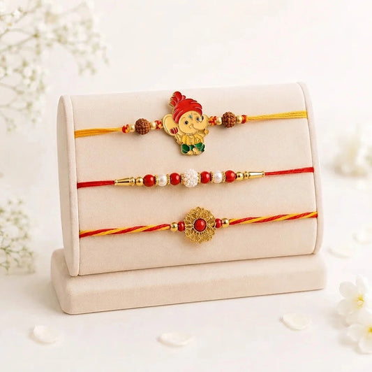 Pearl, Mauli & Bal Ganesha Rakhi Family Pack | Complete Rakhi Set for All Brothers