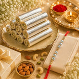 Pearl Rakhi with Kaju Roll & Almonds | Festive Raksha Bandhan Sweet Gift