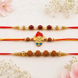 Pearl, Rudraksha & Ganesha Rakhi with Premium Cashews | Festive Family Rakhi Pack
