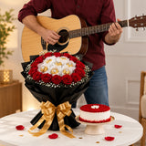 10 Red Roses, Eggless Cream Cake & Ferrero Rocher Combo with Guitarist