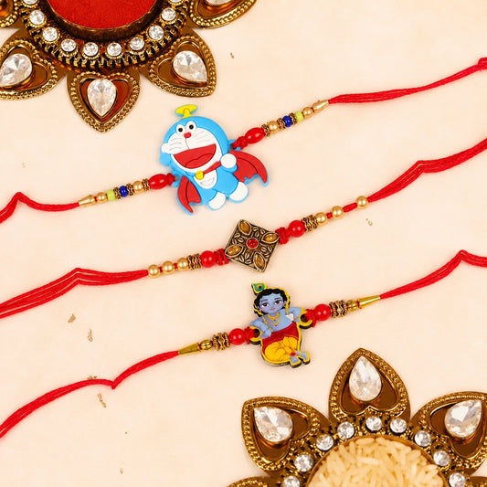 Kundan Krishna and Doremon Rakhi Set of 3