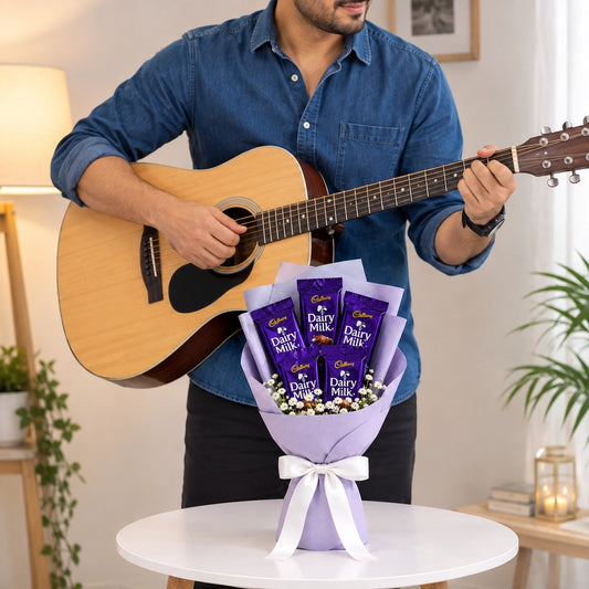 Dairy Milk Chocolate Bouquet with Guitarist