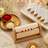 Pearl And Stone Rakhi With Kaju Katli