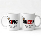 Personalized King Queen Couple Mug Set with Name & Year