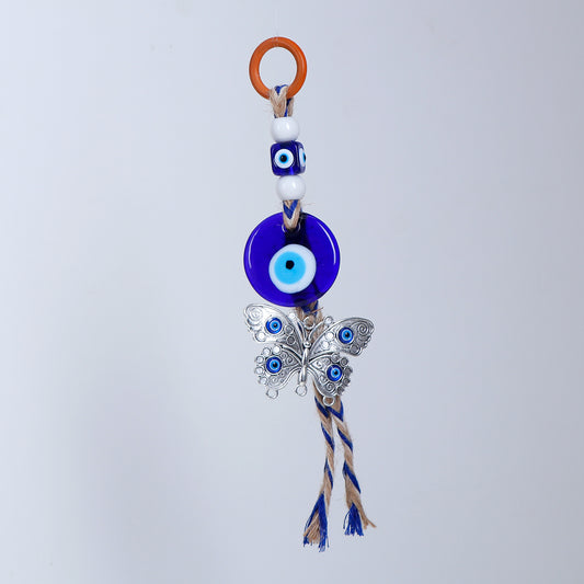 Silver Butterfly Evil Eye Hanging