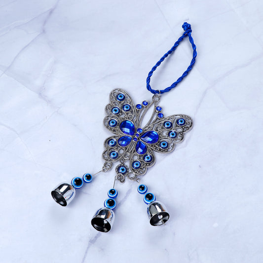 Blue Sequens Butterfly Evil Eye Hanging