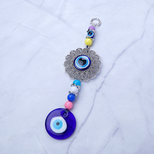 Silver Wired Evil Eye Hanging