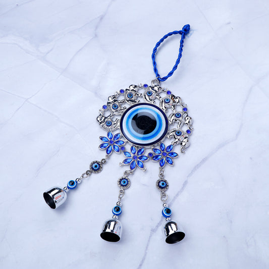 Blue Sequens Flower and Elephant Evil Eye Hanging