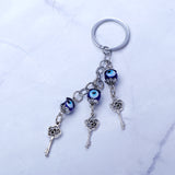 Silver Key Evil Eye Keychain