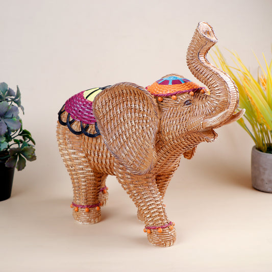 Handcrafted Straw Textured Elephant Showpiece