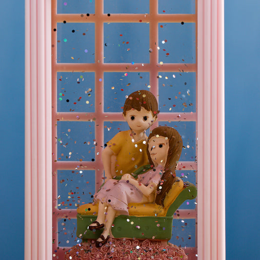 Romantic Couple Telephone Booth Showpiece