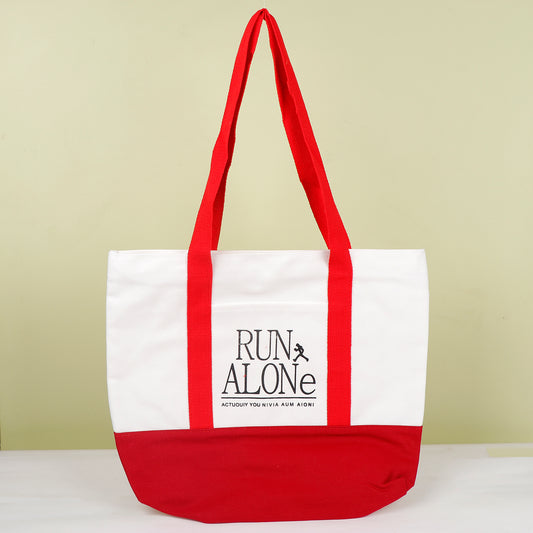 Run Alone Red Quoted Tote Bag