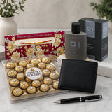 Rakhi Mailer With Ferrero Rocher, 01 Perfume, Wallet and Pen
