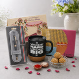 Rakhi Mailer With Ceramic Mug, Pen and Besan Laddoo