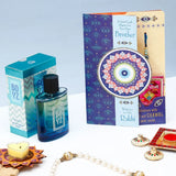 Rakhi Treasure Box, Greeting Card, Teddy Bear, BOYZ Perfume and Kaju Roll
