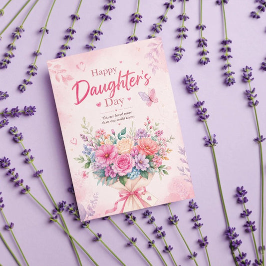 Pink Bouquet Daughter's Day Personalised Card