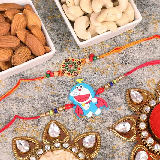 Kundan Doremon and Krishna Rakhi with Dry Fruits Set of 3