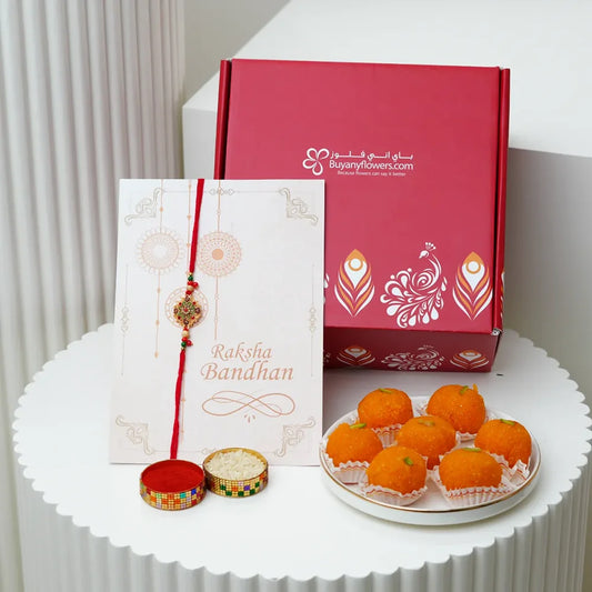 Designer Colorful Rakhi with Motichoor Laddu