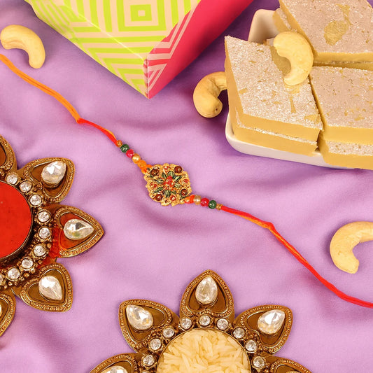 Designer Colorful Rakhi and Kaju Katli