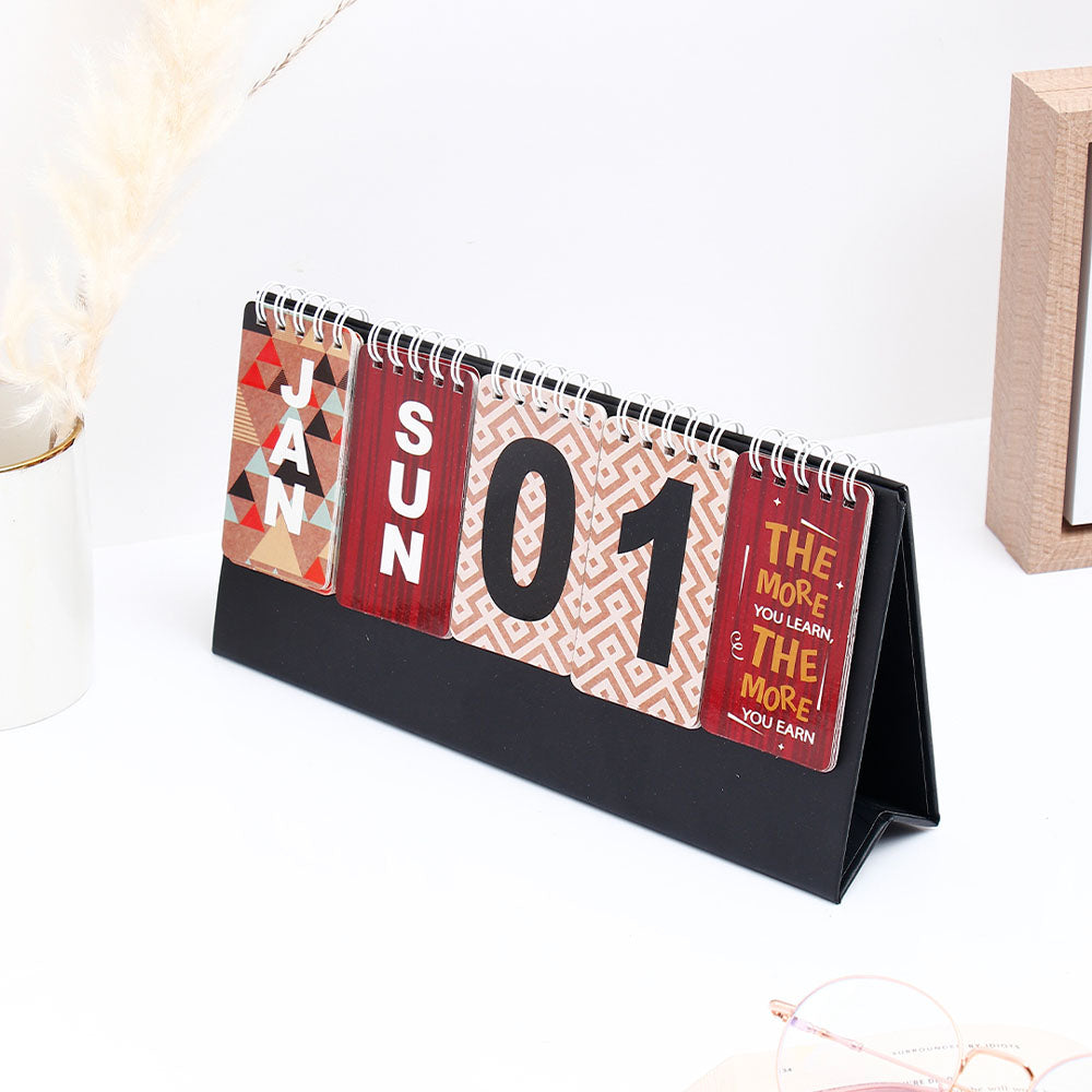 Abstract Quoted Desk Top Perpetual Calendar 2026