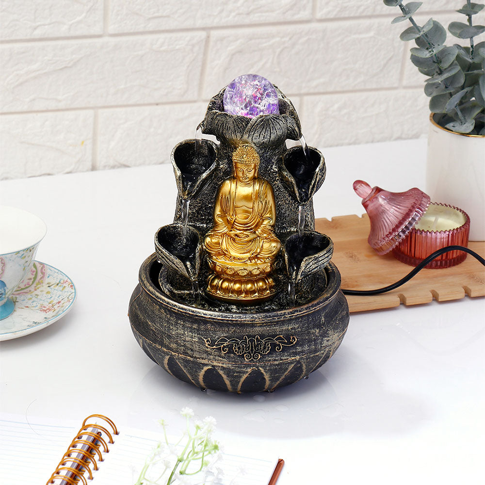 Meditating Budda Spiritual Fountain with LED Light