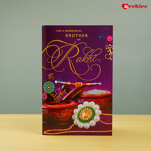 Rakhi Greeting Card with Cyan Notebook Gifting Set