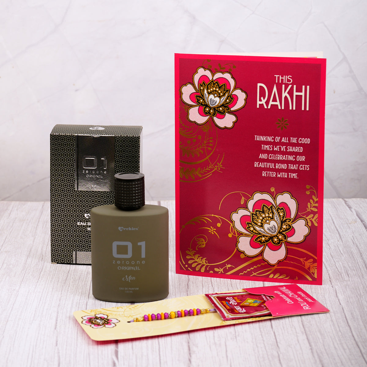 01 Men Perfume with Beautiful Raksha Bandhan Card Greeting Card