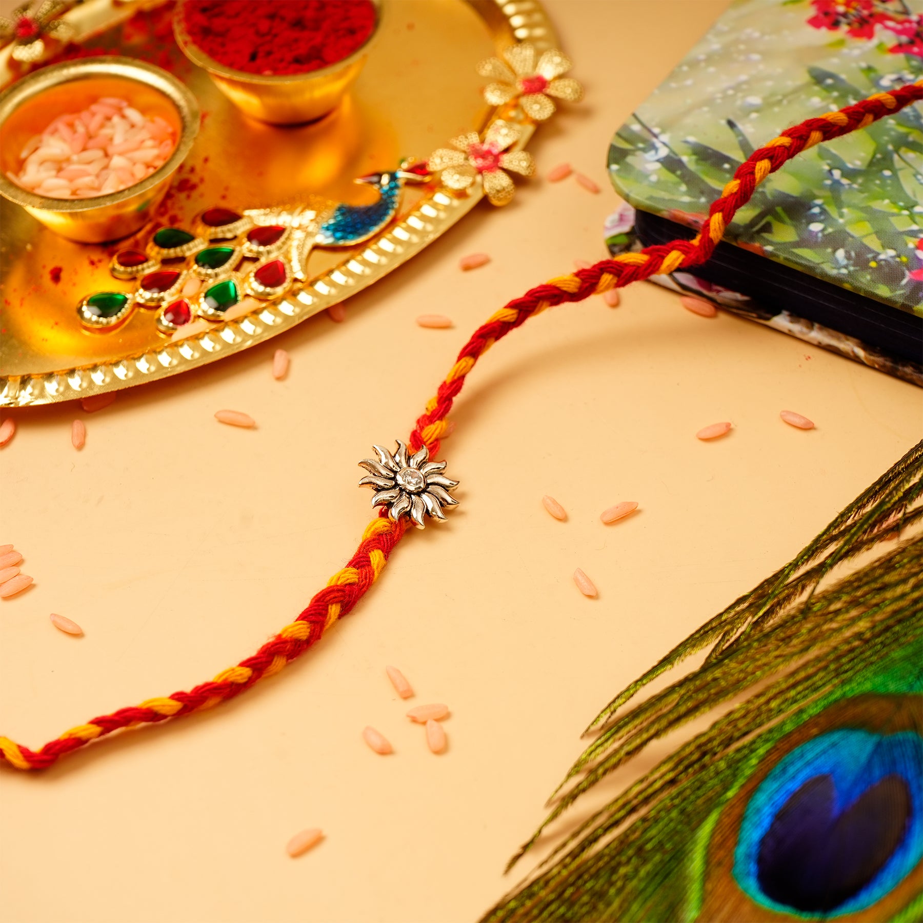 Surya Silver Rakhi  with Ferrero Rocher 200 GM