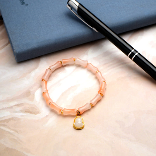 Soft Blush Golden Charm Bracelet 