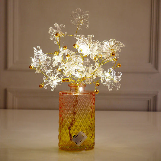 White Blossoms in Crystal Vase