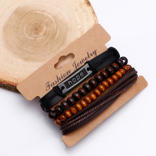 Hope Quoted Beaded Multilayer Leather Bracelet