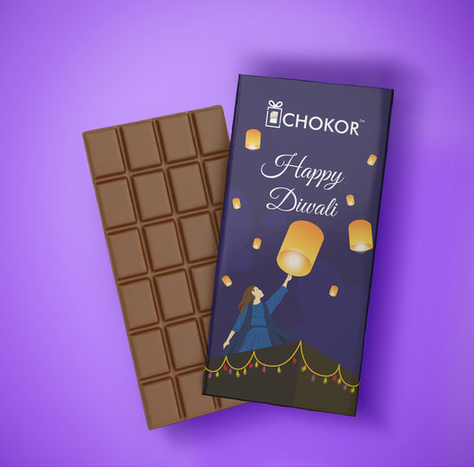 CHOKOR Happy Diwali (Lantern Design 2 ) - White Chocolate Bar