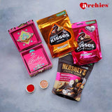 Magenta Rakhi Trunk Box with Hershey's Chocolates