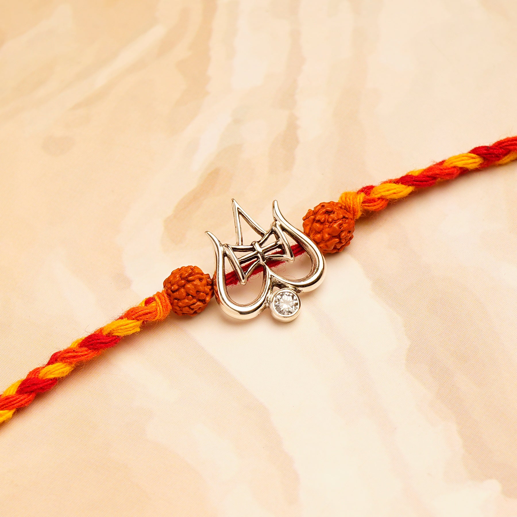 Trishul Silver Rakhi  with Hersheys Kisses Dark n Almonds Chocolate 100 GM