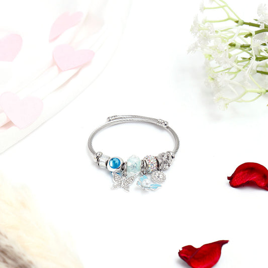 Aqua Magic Charms Silver Bracelet