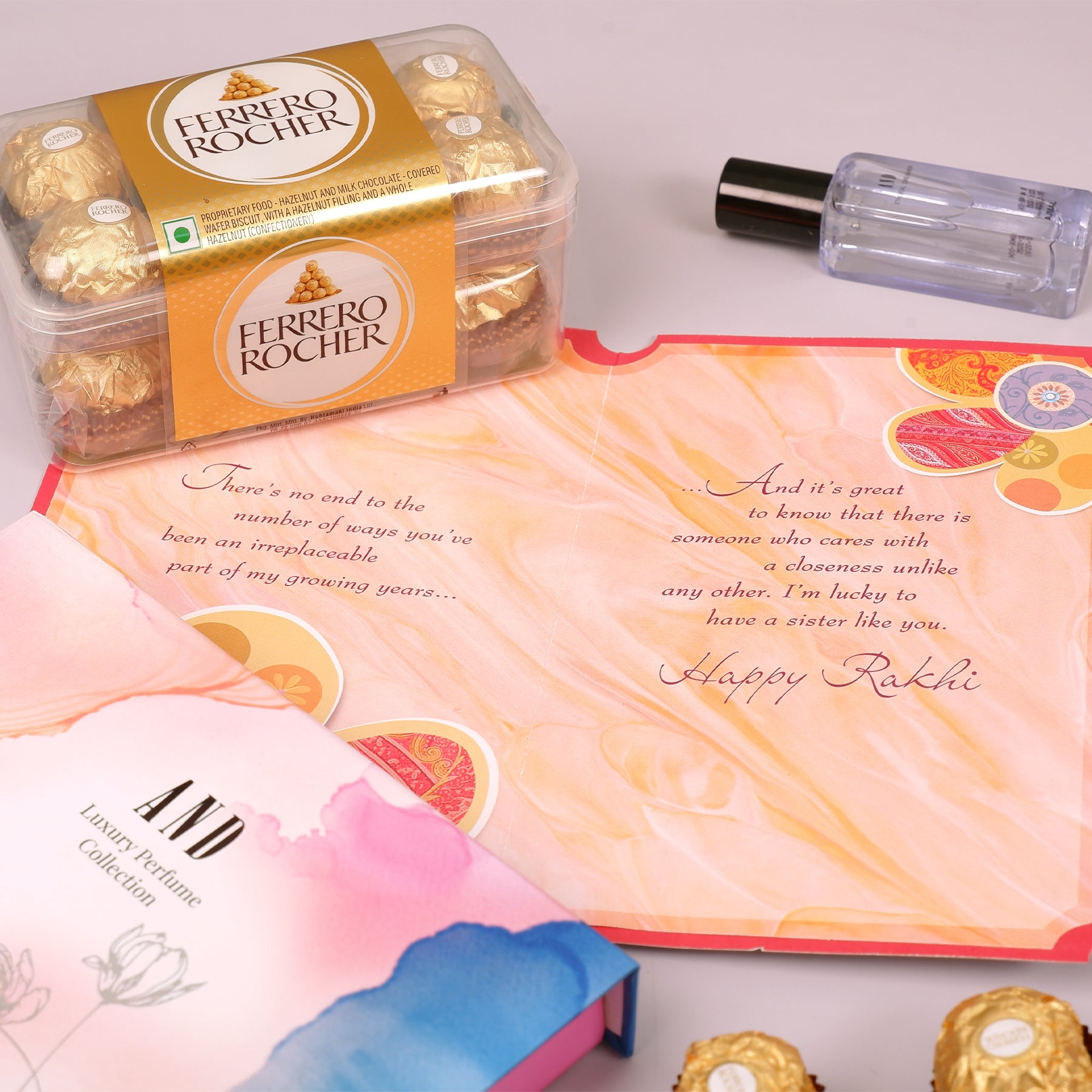 AND Perfume Collection with Sister Greeting Card and Ferrero Rocher