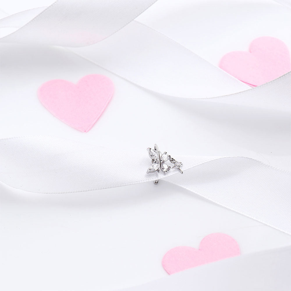 Silver Butterfly Rinestone Earcuffs